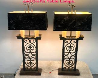 Lot 228 Pair Large Spanish Revival or Arts and Crafts Table Lamps. 