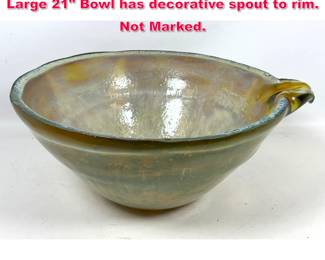 Lot 51 Style of Barbini Italian Glass Bowl. Large 21 Bowl has decorative spout to rim. Not Marked. 