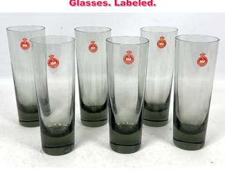 Lot 24 Set 6 Holmegaard Highball Glasses. Labeled. 