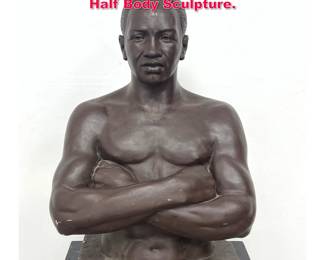 Lot 74 Large Heavy Painted Finish Concrete Half Body Sculpture. 