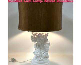 Lot 375 White Plaster Dorothy Draper Style Scrolled Leaf Lamp. Roche Acanthus
