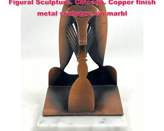 Lot 33 After PABLO PICASSO Copper Finish Figural Sculpture. Chicago. Copper finish metal sculpture on marbl