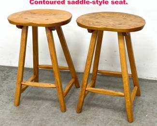 Lot 290 Pair HUNT Country Counter Stools. Contoured saddlestyle seat.