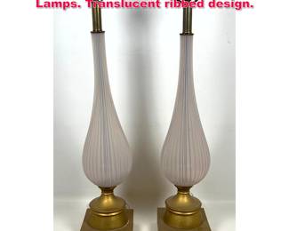 Lot 365 Pair Italian Murano Glass Table Lamps. Translucent ribbed design. 