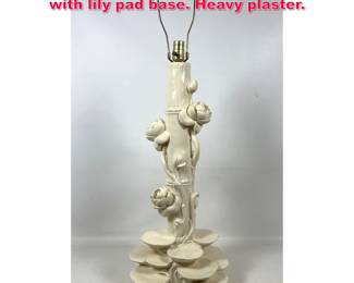Lot 376 Serge Roche style lamp, trunk form with lily pad base. Heavy plaster. 