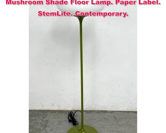 Lot 113 DESIGNLINE Olive green Base Glass Mushroom Shade Floor Lamp. Paper Label. StemLite. Contemporary.