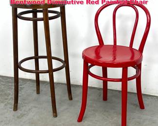 Lot 293 2pcs Thonet Cane Seat Barstool and Bentwood Diminutive Red Painted Chair