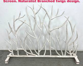 Lot 6 Designer White Twig Branch Fireplace Screen. Naturalist Branched twigs design. 