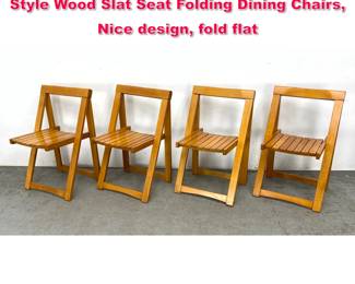 Lot 287 Vintage Yugoslavian Aldo Jacober Style Wood Slat Seat Folding Dining Chairs, Nice design, fold flat 