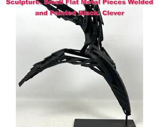 Lot 59 Brutalist Welded Metal Modernist Sculpture. Small Flat Metal Pieces Welded and Painted Black. Clever
