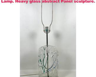 Lot 5 Laurel Lamp Mfg. Art Glass Table Lamp. Heavy glass abstract Panel sculpture. 