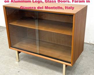 Lot 210 Mid Century Modern Teak Bookcase on Aluminum Legs, Glass Doors. Faram in Giavera del Montello, Italy