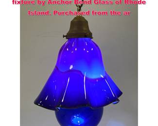 Lot 45 Hanging blown glass blue hanging fixture by Anchor Bend Glass of Rhode Island. Purchased from the ar