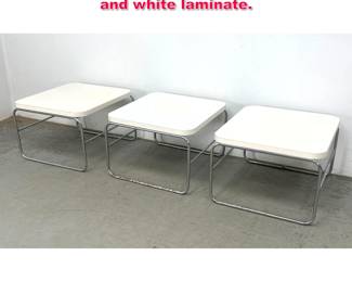 Lot 244 Set 3 Artoplex Side Tables. Chrome and white laminate. 