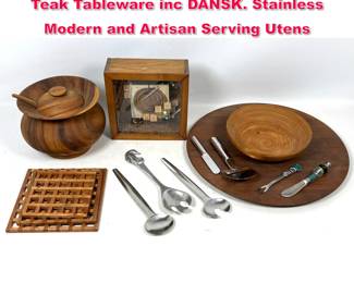 Lot 490 Assorted Shelf Lot. Some Danish Teak Tableware inc DANSK. Stainless Modern and Artisan Serving Utens