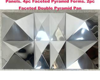 Lot 262 6 Chromed Finish Modernist Acrylic Panels. 4pc Faceted Pyramid Forms. 2pc Faceted Double Pyramid Pan