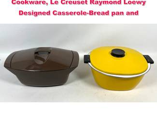 Lot 472 2pcs Vintage Mid Century Enamel Cookware, Le Creuset Raymond Loewy Designed CasseroleBread pan and 