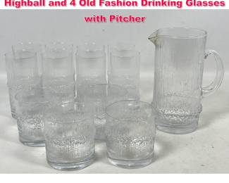 Lot 484 Tapio Wirkkala for Iittala Niva 8 Highball and 4 Old Fashion Drinking Glasses with Pitcher