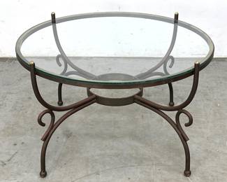 Lot 172 Brass and Glass Round Coffee Table. 