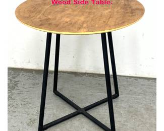 Lot 349 Vintage Bauhaus Style Iron and Wood Side Table. 