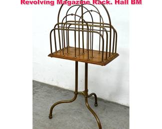 Lot 95 Victorian Golden Oak and Brass Revolving Magazine Rack. Hall BM