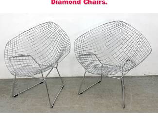 Lot 115 Pair Harry Bertoia Style Wire Diamond Chairs. 