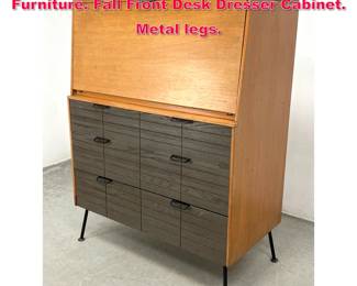 Lot 311 Raymond Loewy for Mengel Furniture. Fall Front Desk Dresser Cabinet. Metal legs. 
