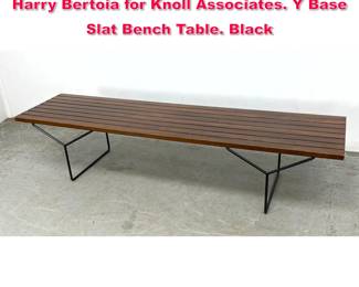 Lot 388 Model 400 slat bench designed by Harry Bertoia for Knoll Associates. Y Base Slat Bench Table. Black 