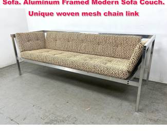 Lot 187 Fabulous POUL KJAERHOLM Style Sofa. Aluminum Framed Modern Sofa Couch. Unique woven mesh chain link 