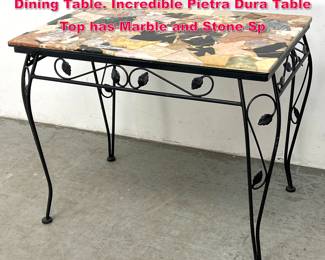 Lot 179 RICHARD H BAILEY Patio Garden Dining Table. Incredible Pietra Dura Table Top has Marble and Stone Sp