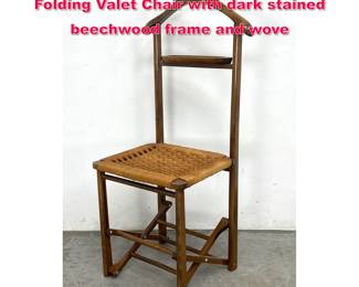 Lot 336 60s Vintage Italian Fratelli Reguitti Folding Valet Chair with dark stained beechwood frame and wove