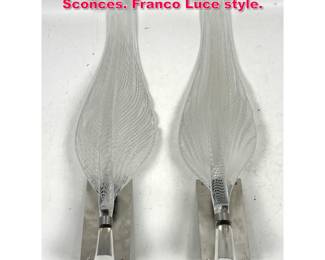 Lot 14 Pair Murano Art Glass Wall Plate Sconces. Franco Luce style.