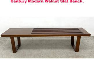Lot 150 George Nelson Style Vintage Mid Century Modern Walnut Slat Bench, 