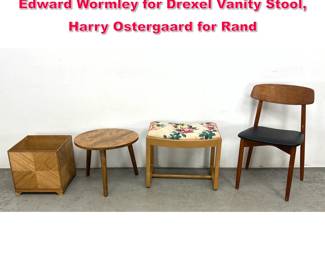 Lot 282 4pcs Mid Century Modern Furniture. Edward Wormley for Drexel Vanity Stool, Harry Ostergaard for Rand