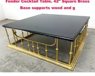 Lot 353 Large Erwin Lambeth style Fireplace Fender Cocktail Table. 42 Square Brass Base supports wood and g