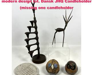 Lot 480 5 pcs Assorted pottery and metal modern design lot. Dansk JHQ Candleholder missing one candleholder