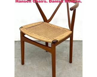 Lot 202 Henning Kjaernulf Model 225, Bruno Hansen Chairs. Danish Modern. 