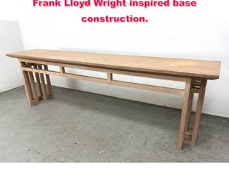 Lot 330 Long Sofa Console Table inspired Frank Lloyd Wright inspired base construction.