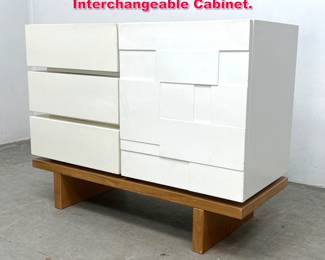 Lot 395 Contemporary White Lacquer Interchangeable Cabinet. 