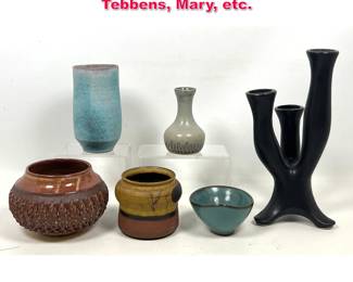Lot 458 6pcs Artisan Pottery. Scotland, Tebbens, Mary, etc.