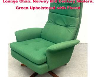 Lot 439 Soda Galvano Tall Back Swivel Lounge Chair. Norway Mid Century Modern. Green Upholstered with Flared