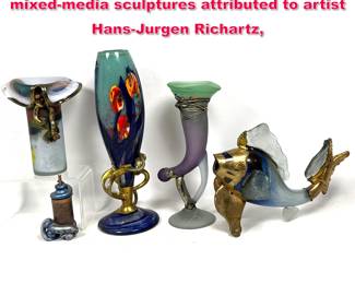 Lot 47 5pcs Contemporary studio glass and mixedmedia sculptures attributed to artist HansJurgen Richartz,