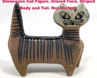 Lot 26 LISA LARSON for GUSTAVSBERG Stoneware Cat Figure. Glazed Face. Striped Body and Tail. Not Marked. 