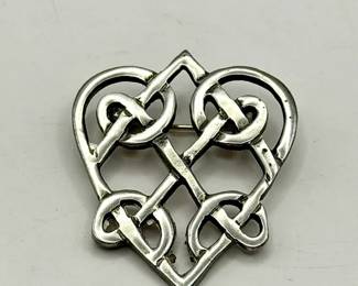 Vintage Silver Tone Heart Pin