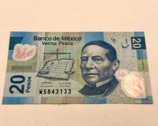 Mexico 20 Pesos Banco de México Polymer Bank Note
