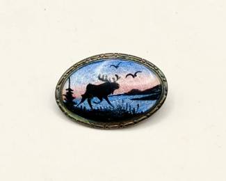 Sterling Silver guilloche enamel brooch From Norway