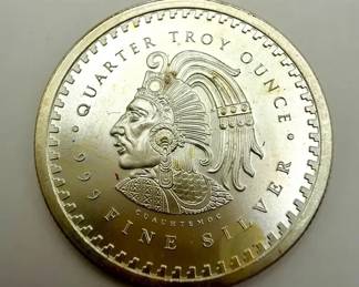 1 Troy Oz .999 Fine Silver Cuauhtémoc Aztec Calendar Round