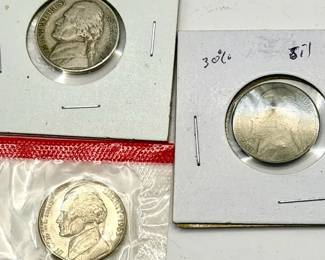 (3) U.S. Jefferson Nickel Coins 1939-D & 1963 Lot