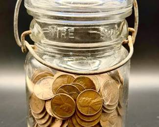 Jar Marked 1950s Pennies
