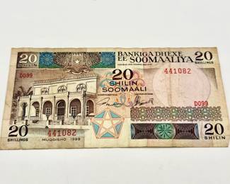 1989 Somalia 20 Shillings Bank Note
